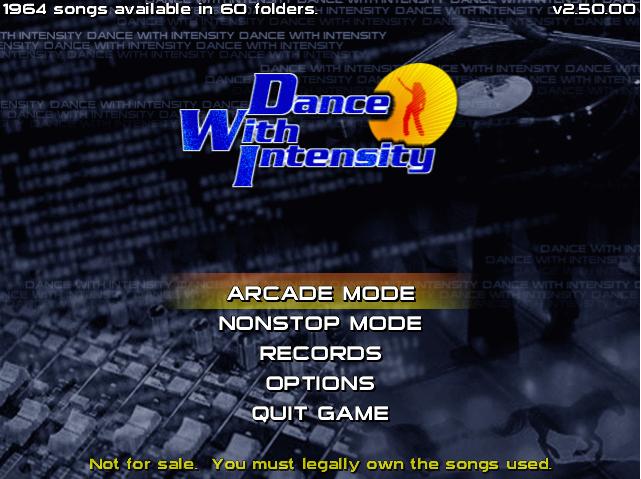 Dance With Intensity title screen